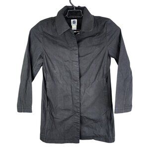 Womens Black Gap Factory 100% Cotton Jacket Coat Button Up Long Sleeve Size S